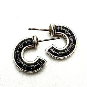 Brighton Silver Plated Pierced Black Small Hoop Earrings